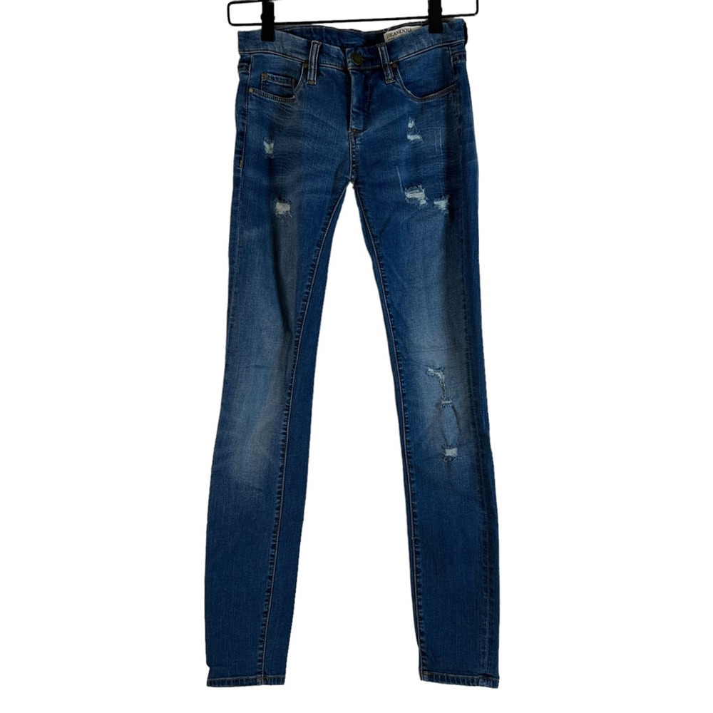 Blanknyc Womens Skinny Classique Jeans Blue Stretch Distressed Low Rise Denim 26